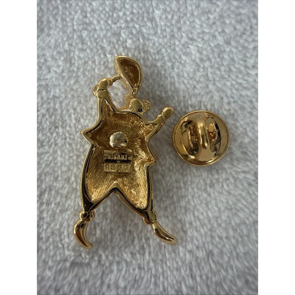 Vintage Trifari Enamel Clown Pins Tie Tacks 1997 Set Of 3 Gold Whimsical Circus